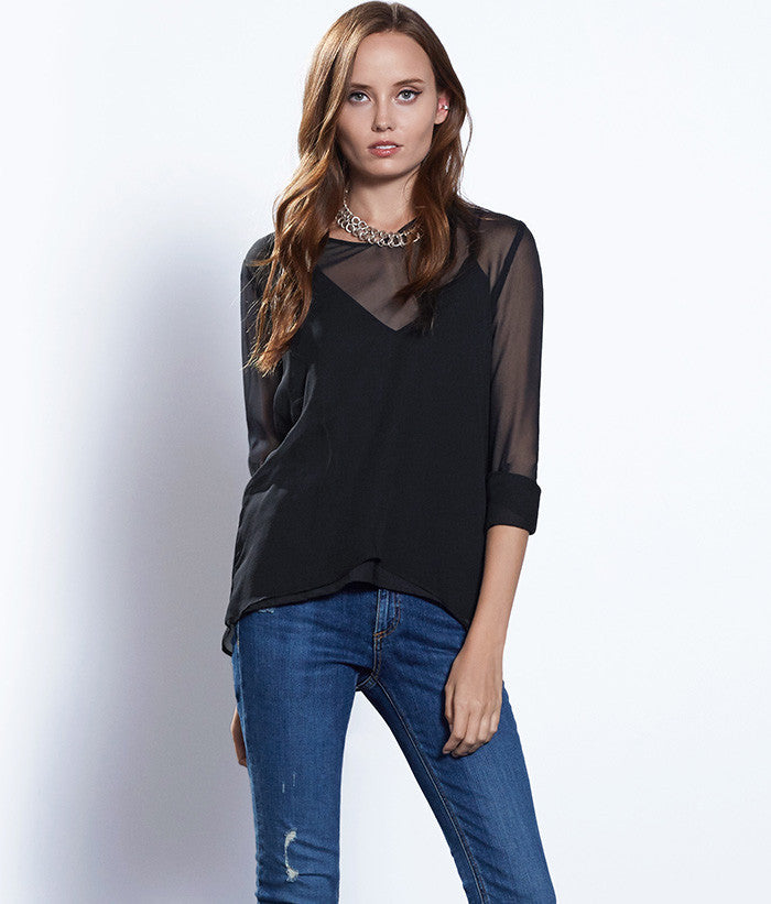 Silk Adele Top #Color_Black