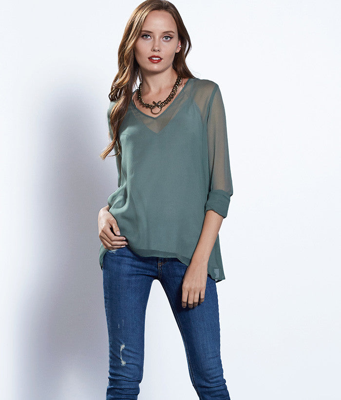 Silk Adele Top #Color_Sage