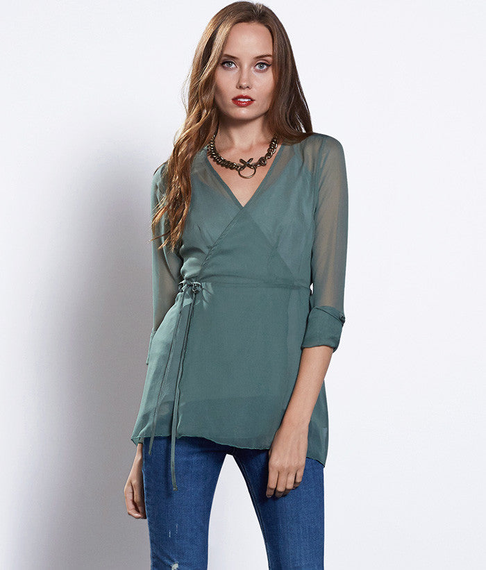 Emma Wrap Top #Color_Sage