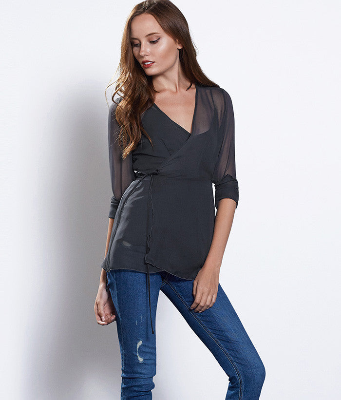 Emma Wrap Top #Color_Slate