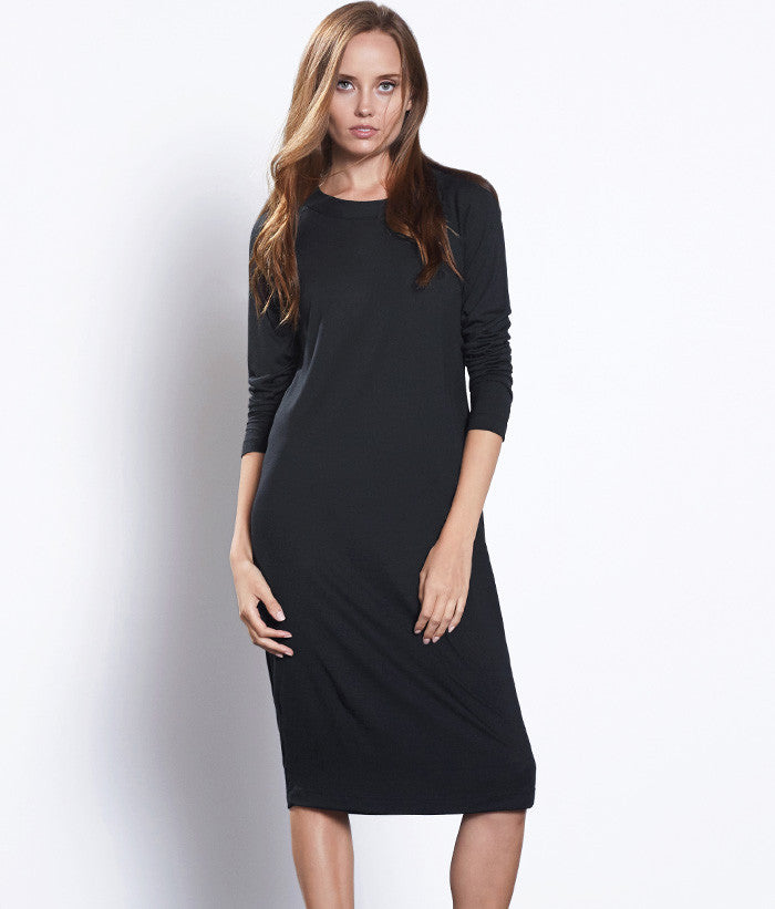 Open Back Dress #Color_Black
