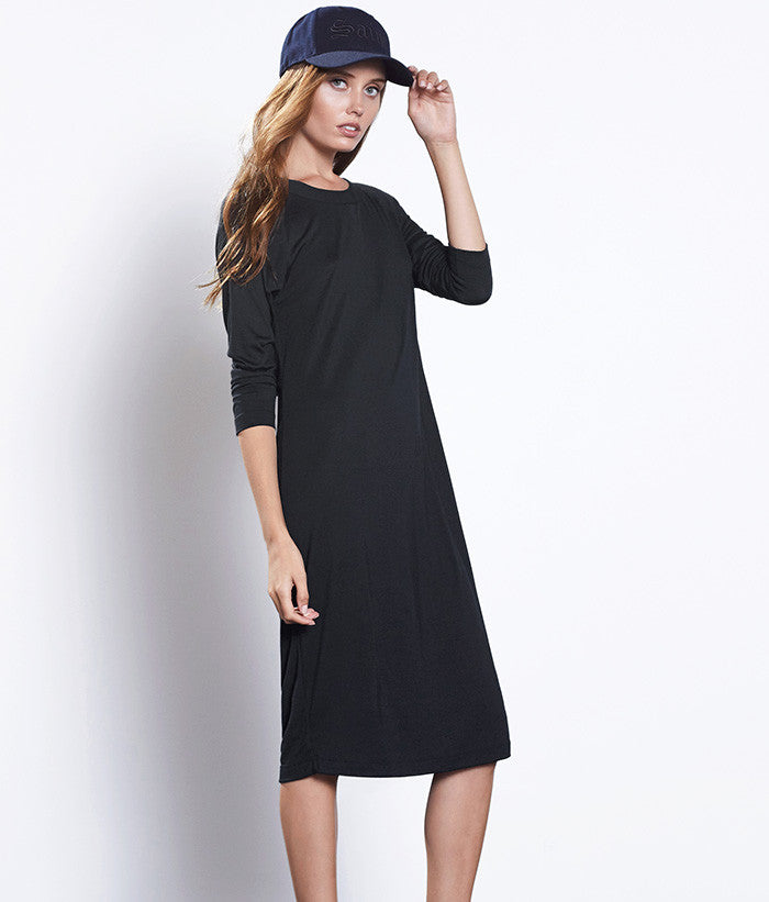 Open Back Dress #Color_Black