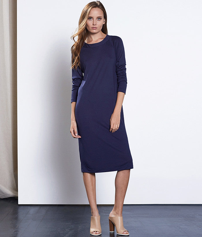 Open Back Dress #Color_Navy