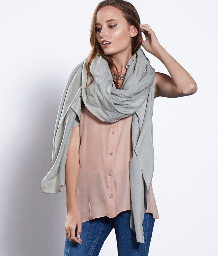 Oversized Silk Scarf #Color_DustySage