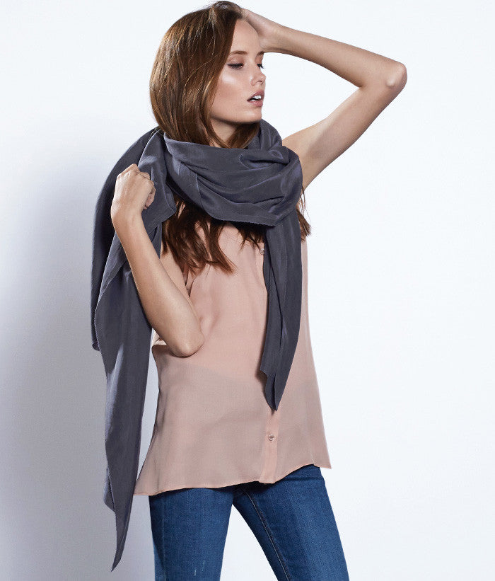 Oversized Silk Scarf #Color_DustySlate